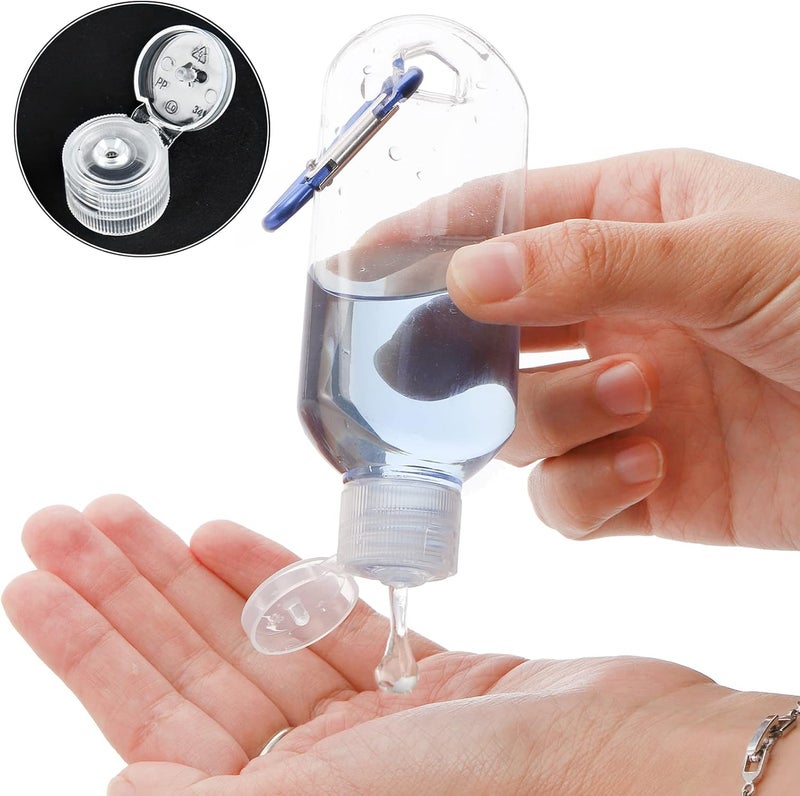 Kingrol 50 Plastic Travel Squeeze Bottles with Keychains, 2 oz Empty Hand Sanitizer Bottles, Portable Liquid Squeeze Containers for Toiletries, Cosmetics - Leak Proof, Refillable - Image 3